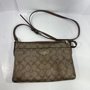 Coach New York Signature Pop Up Khaki Brown Crossbody Purse Bag M1757 F58316